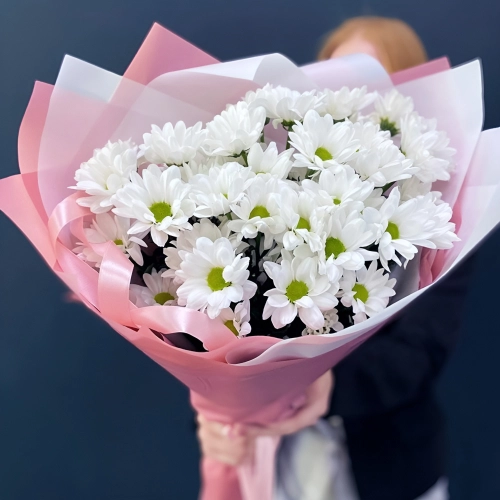 Букет «Розовое счастье» – нежность белых хризантем Чаплыгин Липецкая область