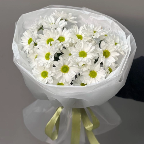 Букет «Ромашковый» – нежные белые хризантемы в деревенском стиле Чаплыгин Липецкая область