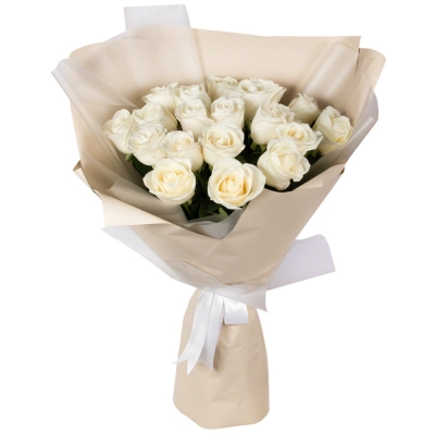 Букет «Эйфория» из 19 белых роз — символ чистой светлой любви Чаплыгин Липецкая область