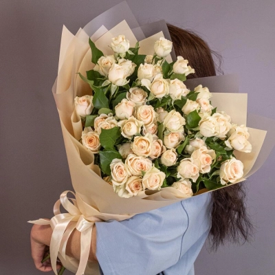 Букет «Персик» – пышные кустовые розы нежно-персикового оттенка Чаплыгин Липецкая область