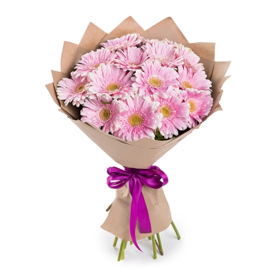 Нежный букет из 15 розовых гербер – воплощение трогательных чувств Чаплыгин Липецкая область