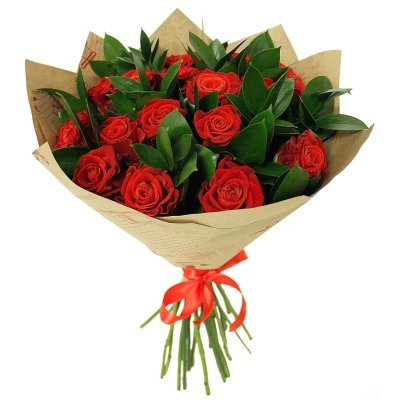 Букет «Фейерверк чувств» – 15 красных эквадорских роз для ярких признаний Чаплыгин Липецкая область