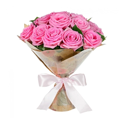 Букет из розовых роз с рускусом – нежность в каждом лепестке Чаплыгин Липецкая область