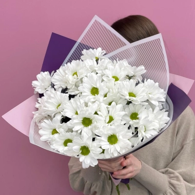 Букет «Весеннее настроение» – свежесть белых хризантем Чаплыгин Липецкая область