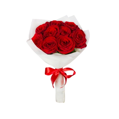 Букет из 9 красных роз в фетре