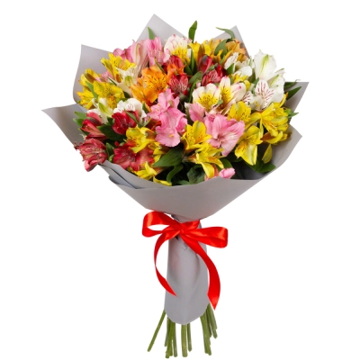 Букет «Рассвет» из разноцветных альстромерий Чаплыгин Липецкая область