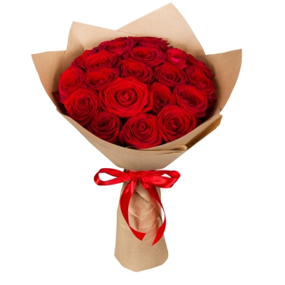 Букет из красных роз в крафт-бумаге Чаплыгин Липецкая область