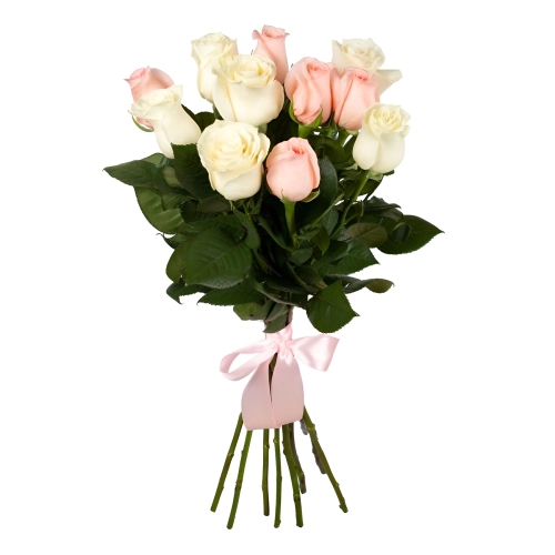 Букет из розовых и белых роз Чаплыгин Липецкая область