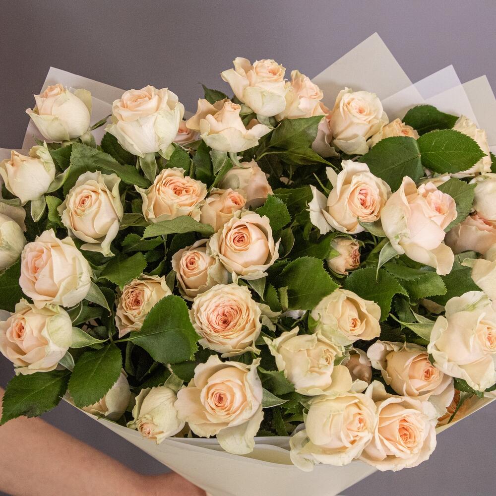 Букет «Персик» – пышные кустовые розы нежно-персикового оттенка Чаплыгин Липецкая область