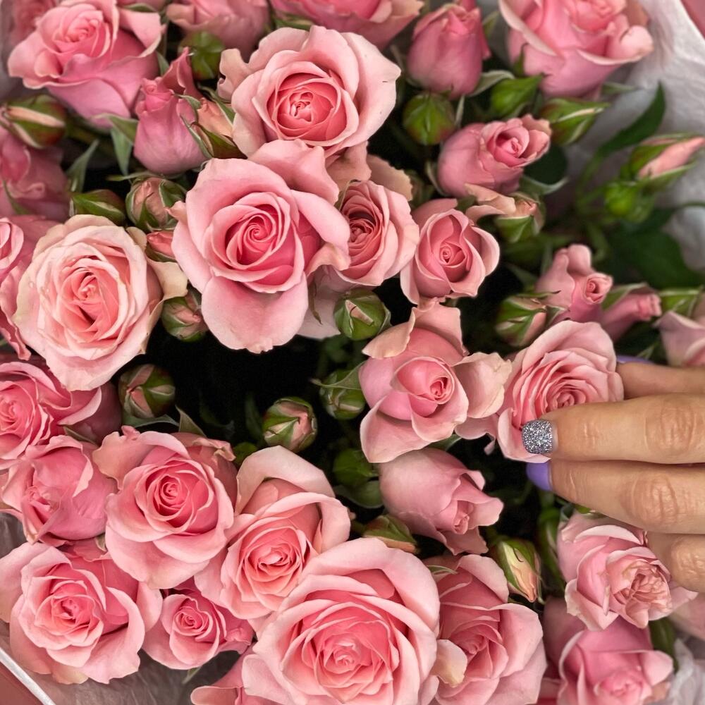 Букет из 9 розовых кустовых роз – нежность в каждом лепестке Чаплыгин Липецкая область