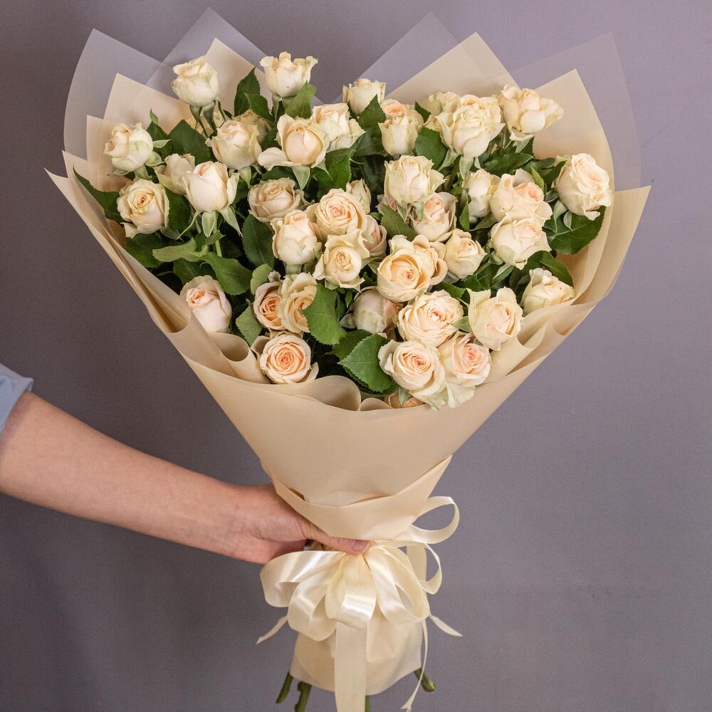 Букет «Персик» – пышные кустовые розы нежно-персикового оттенка Чаплыгин Липецкая область