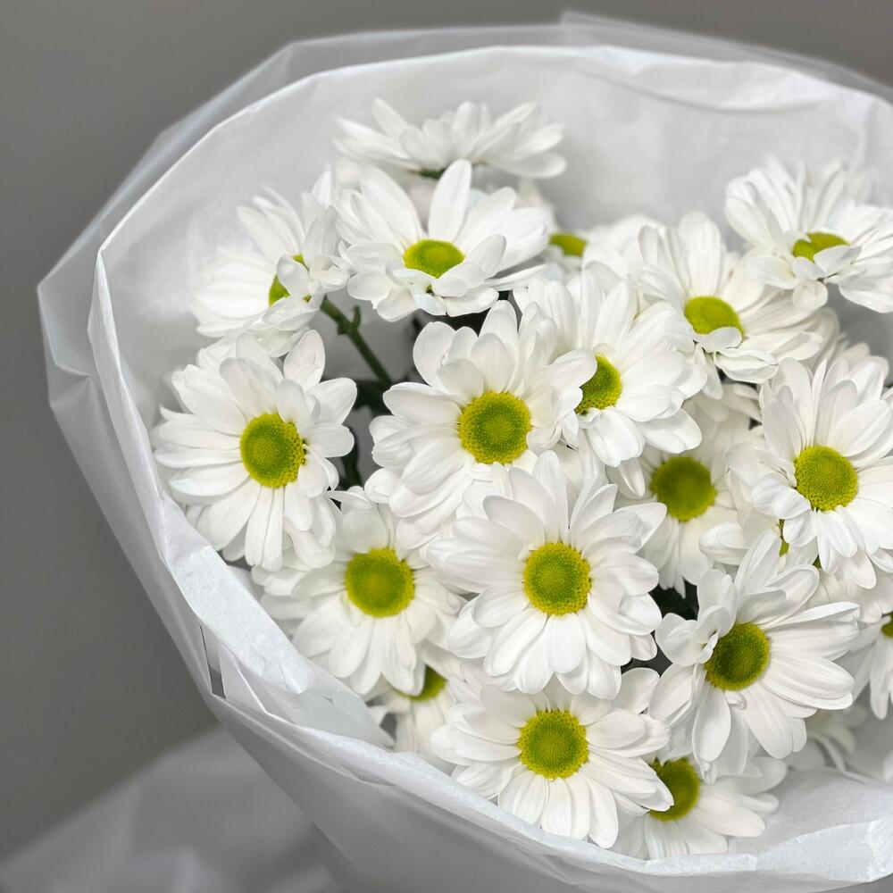 Букет «Ромашковый» – нежные белые хризантемы в деревенском стиле Чаплыгин Липецкая область