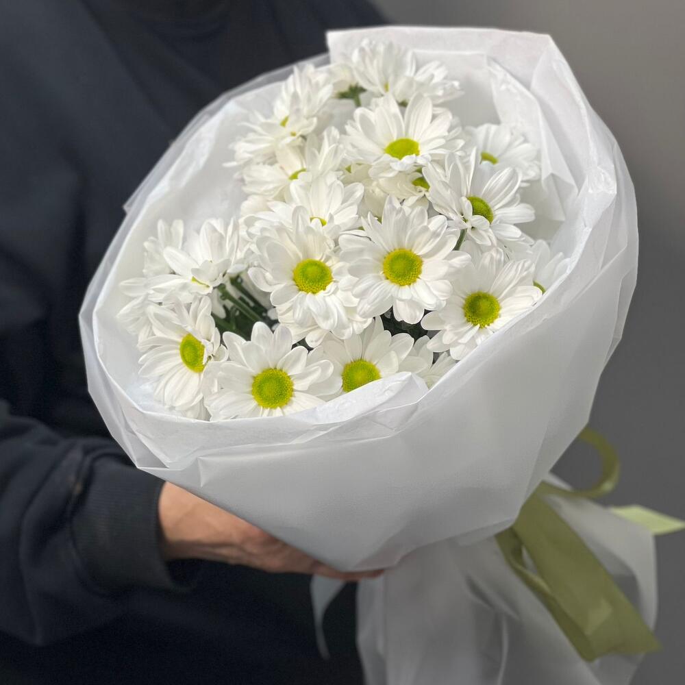Букет «Ромашковый» – нежные белые хризантемы в деревенском стиле Чаплыгин Липецкая область