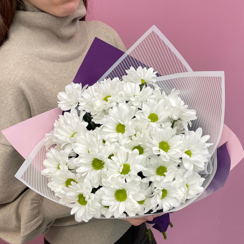 Букет «Весеннее настроение» – свежесть белых хризантем Чаплыгин Липецкая область