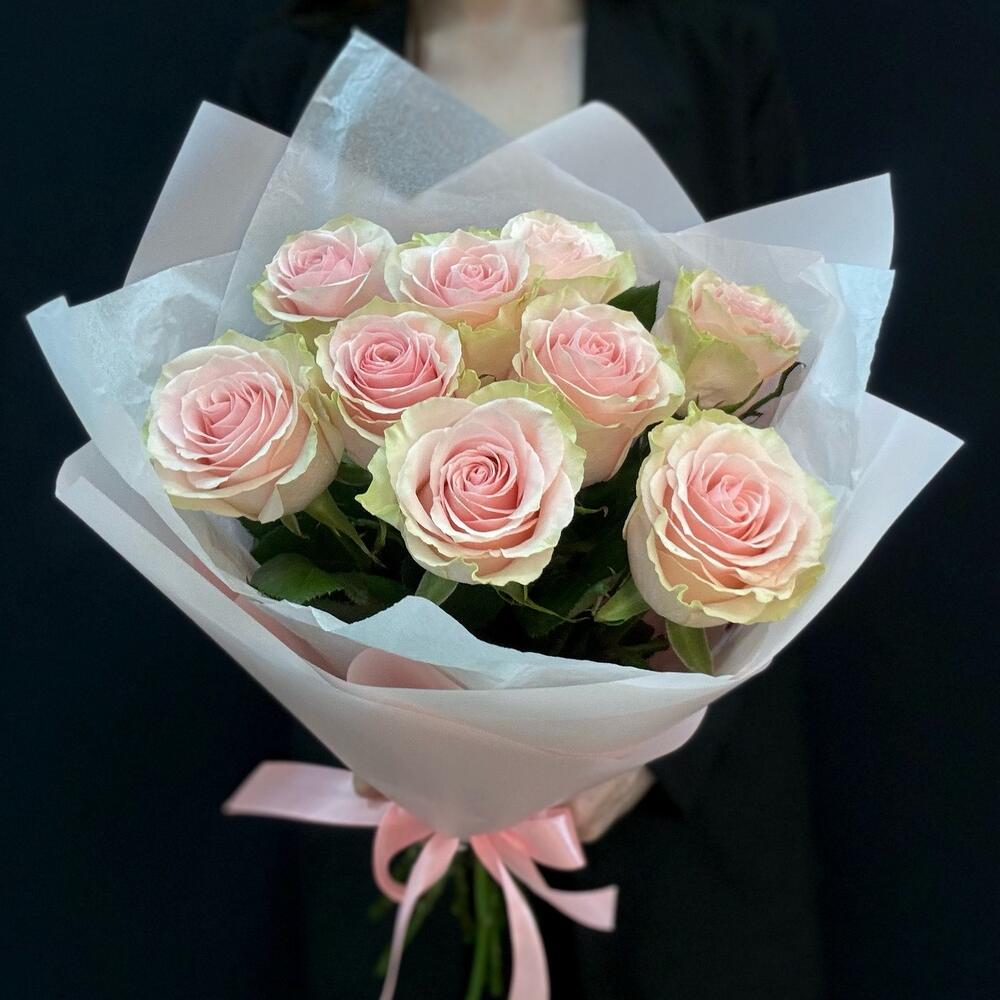 Букет из 9 розовых роз – нежность в каждом лепестке Чаплыгин Липецкая область