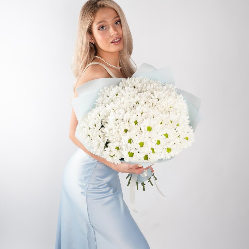 Букет «Ромашковое чудо» – летнее настроение в белых хризантемах Чаплыгин Липецкая область