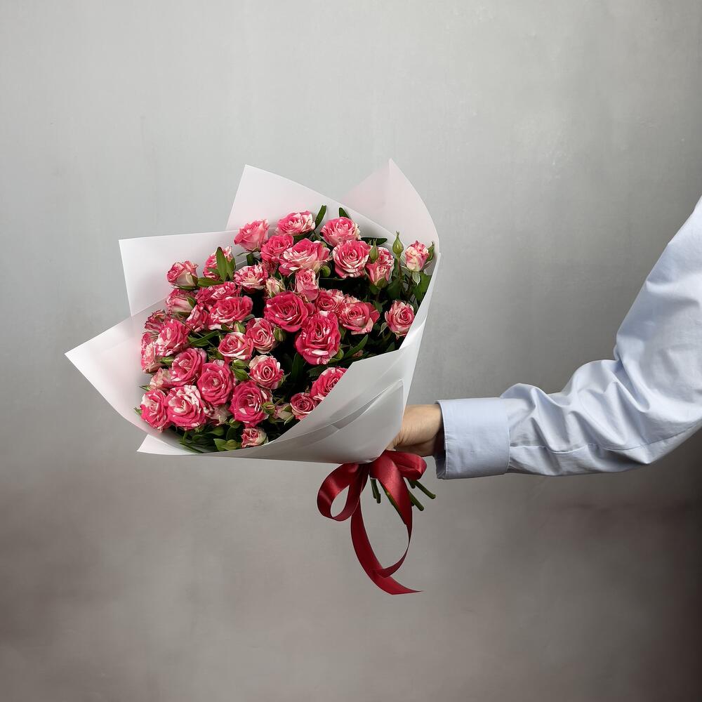 Букет «Фейерверк» – 9 пышных кустовых роз в огненной палитре Чаплыгин Липецкая область