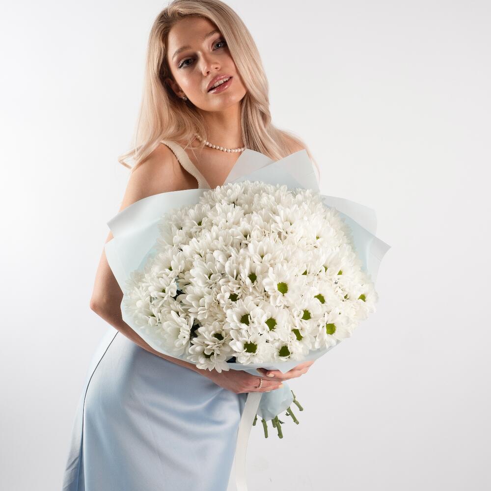 Букет «Ромашковое чудо» – летнее настроение в белых хризантемах Чаплыгин Липецкая область