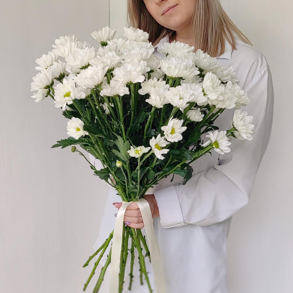 Букет «Ромашка» — свежесть белых хризантем в деревенском стиле Чаплыгин Липецкая область