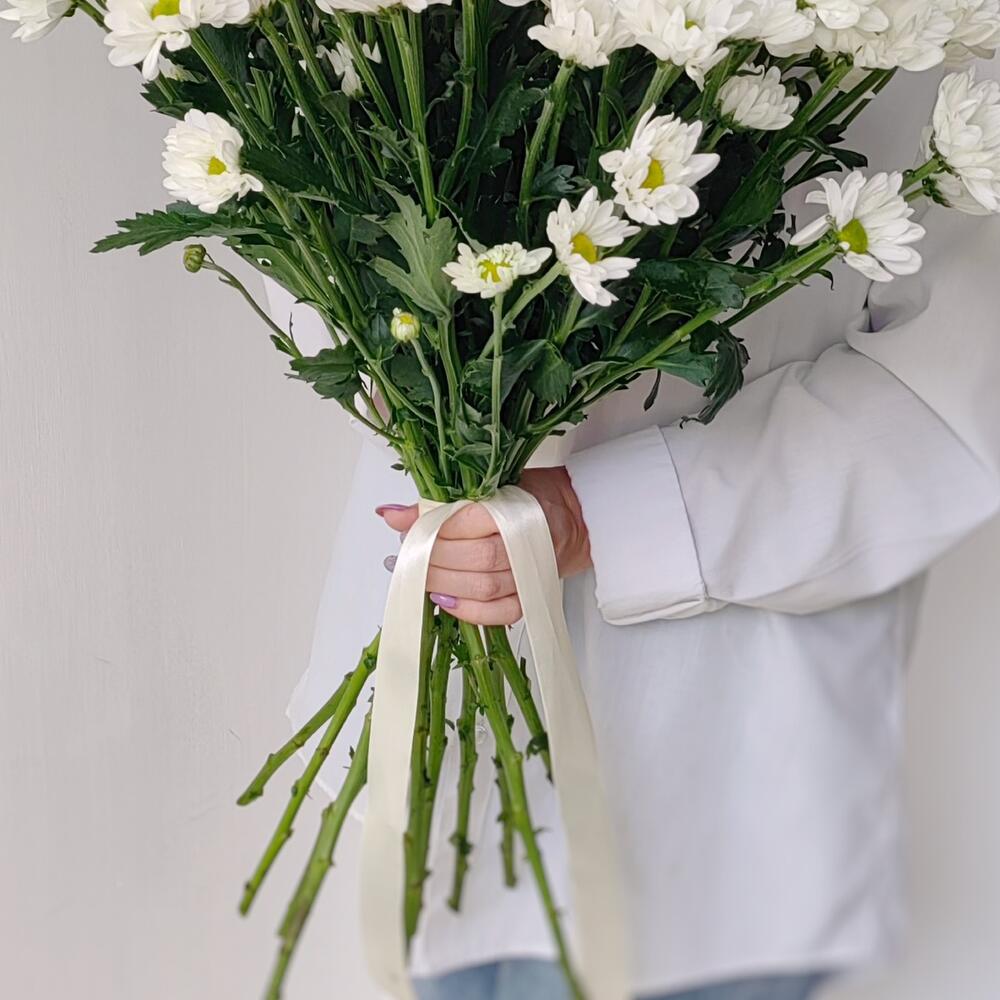 Букет «Ромашка» — свежесть белых хризантем в деревенском стиле Чаплыгин Липецкая область