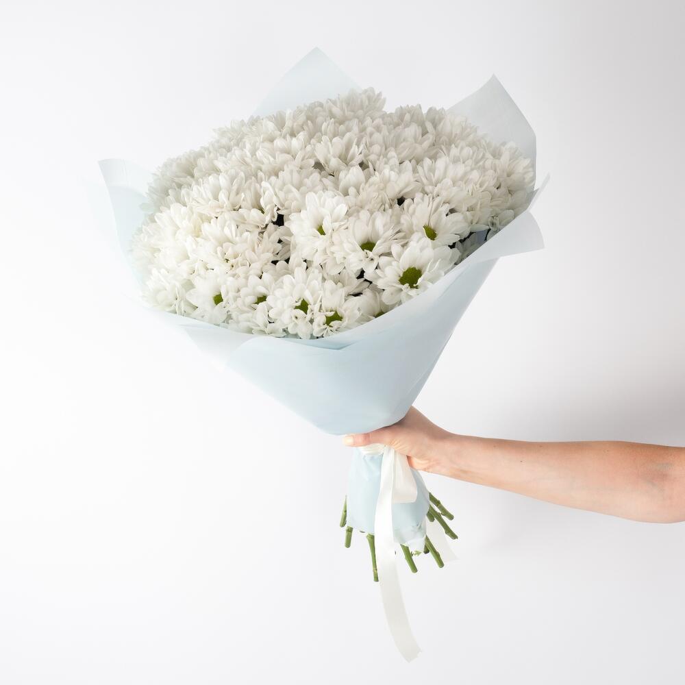 Букет «Ромашковое чудо» – летнее настроение в белых хризантемах Чаплыгин Липецкая область