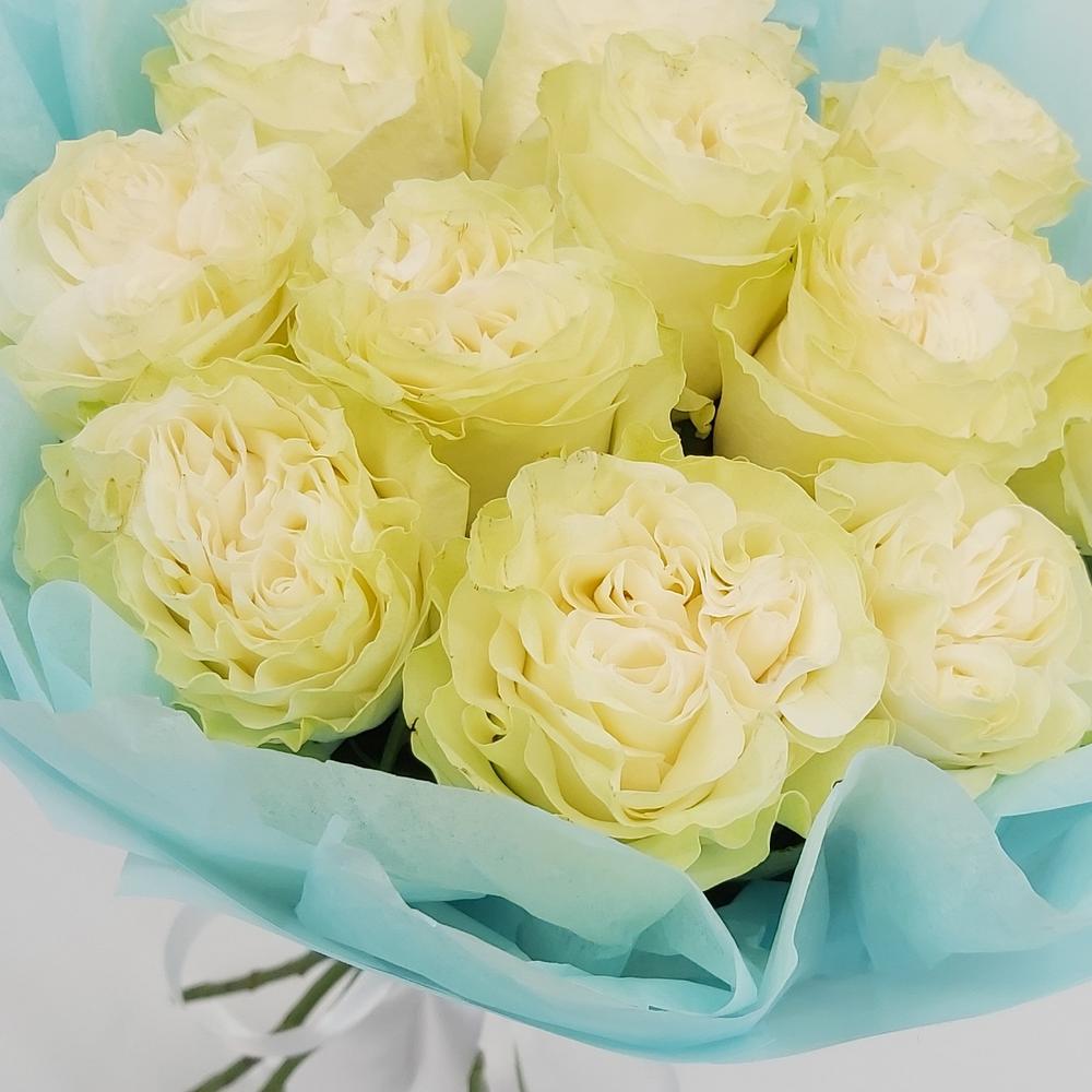 Букет «Кружевное облачко» – 11 белоснежных роз в нежной упаковке Чаплыгин Липецкая область