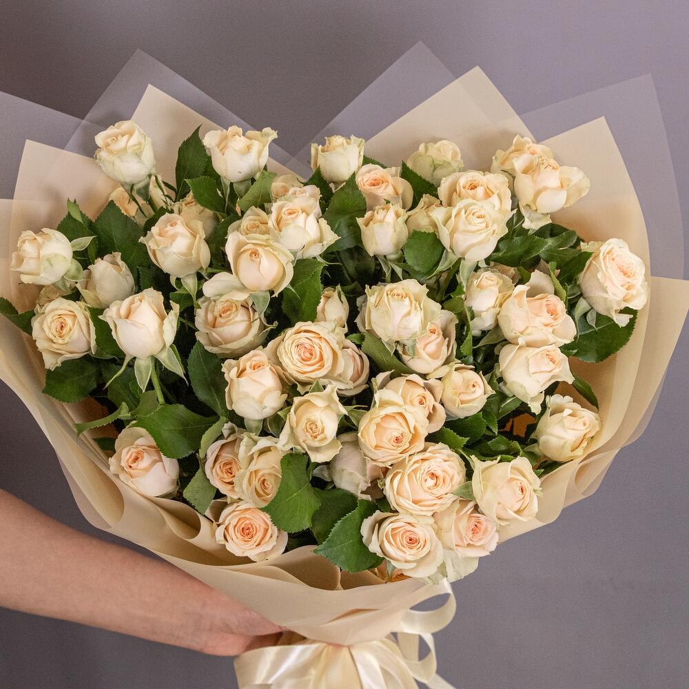 Букет «Персик» – пышные кустовые розы нежно-персикового оттенка Чаплыгин Липецкая область