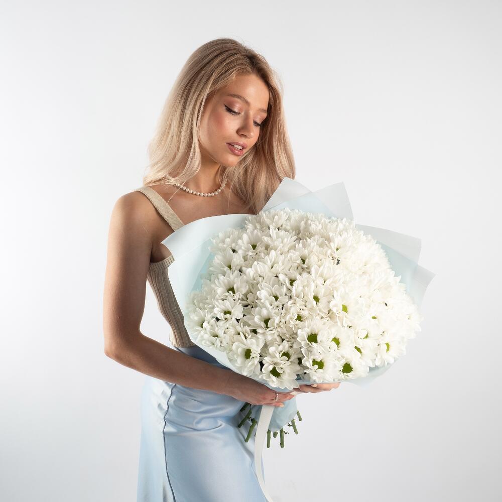 Букет «Ромашковое чудо» – летнее настроение в белых хризантемах Чаплыгин Липецкая область