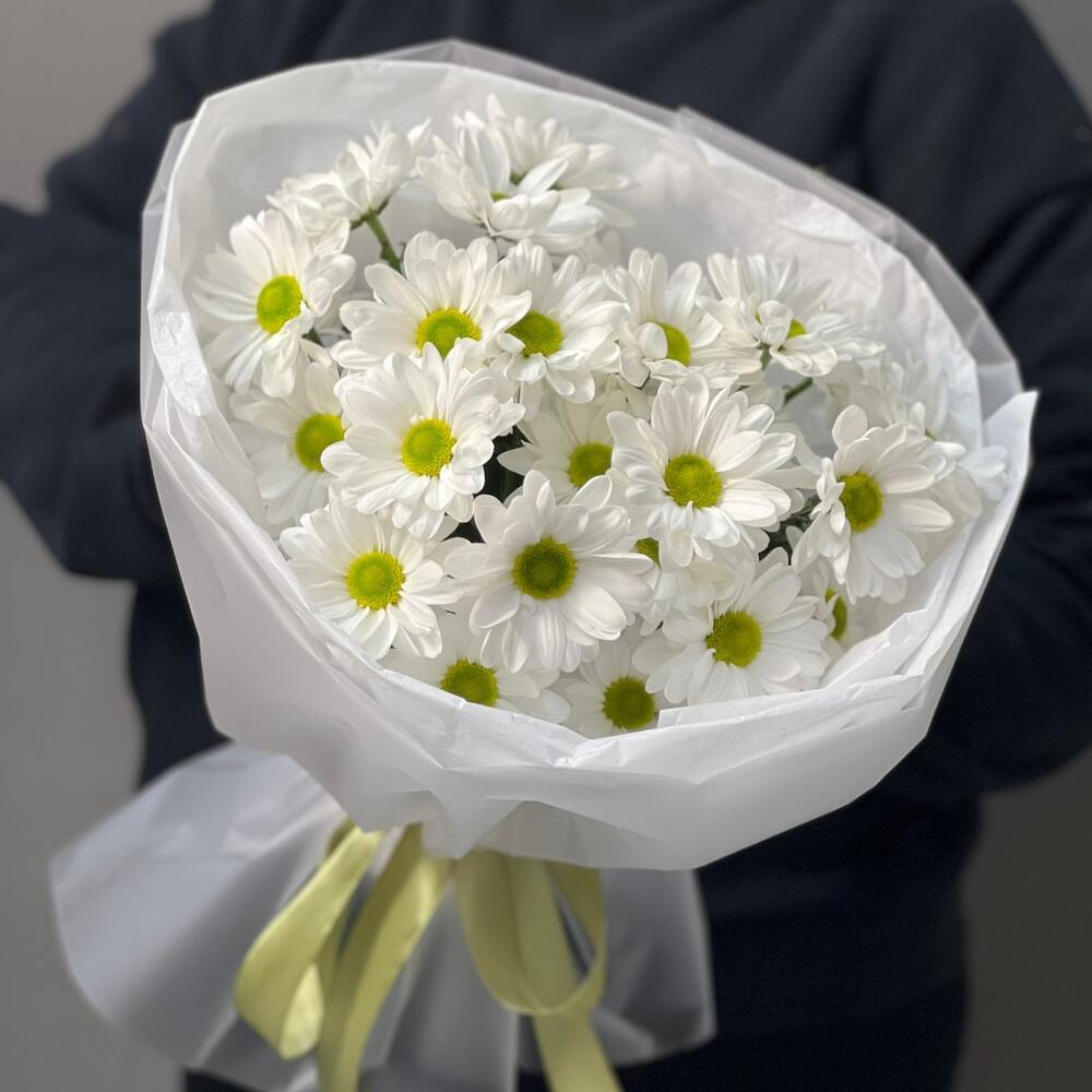 Букет «Ромашковый» – нежные белые хризантемы в деревенском стиле Чаплыгин Липецкая область
